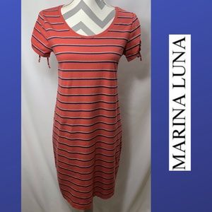 🖤 Orange and Blue Marina Luna Cotton Shift Dress
